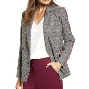 Chriselle Lim Ladies Bianca Piped Houndstooth Double-breasted Jacket Blazer, M